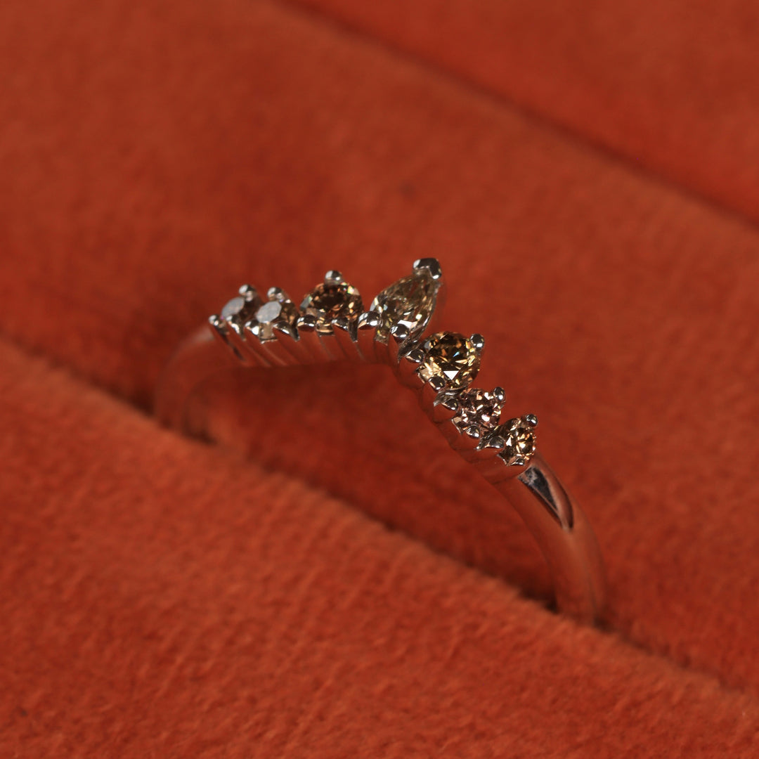 Emma - Champagne Diamond Tiara Wedding Ring - Made-To-Order