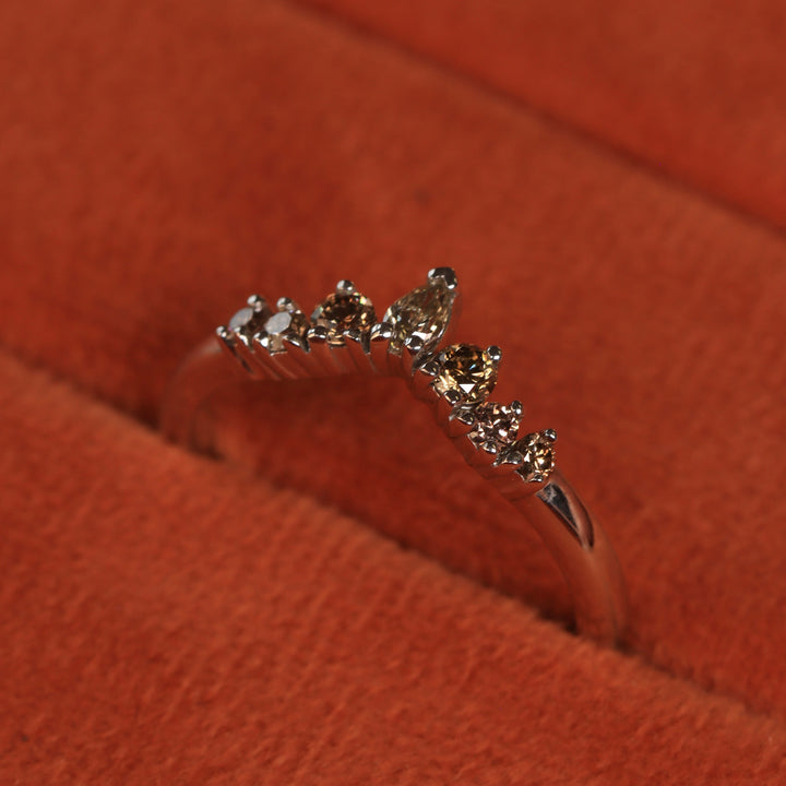 Emma - Champagne Diamond Tiara Wedding Ring - Made-To-Order