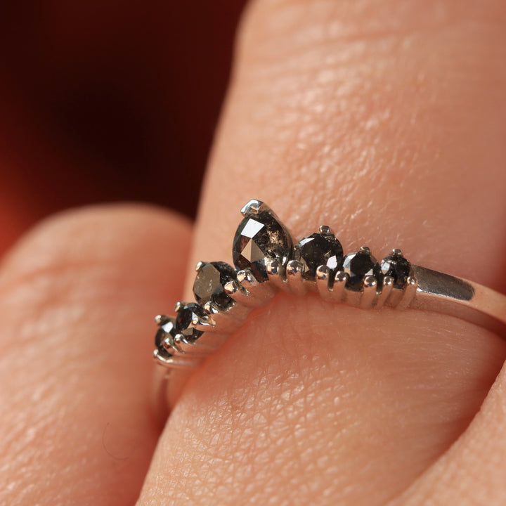 Emma - Salt and Pepper Diamond Tiara Wedding Ring - Made-To-Order