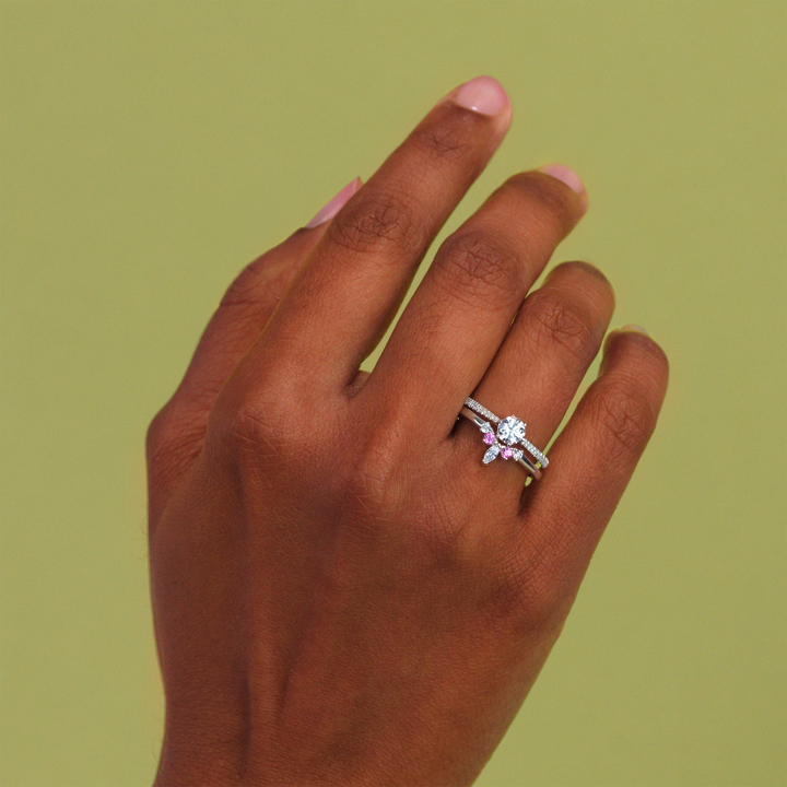 Winnie - Marquise Petite Tiara Style Diamond and Coloured Gemstone Ring - Made-To-Order