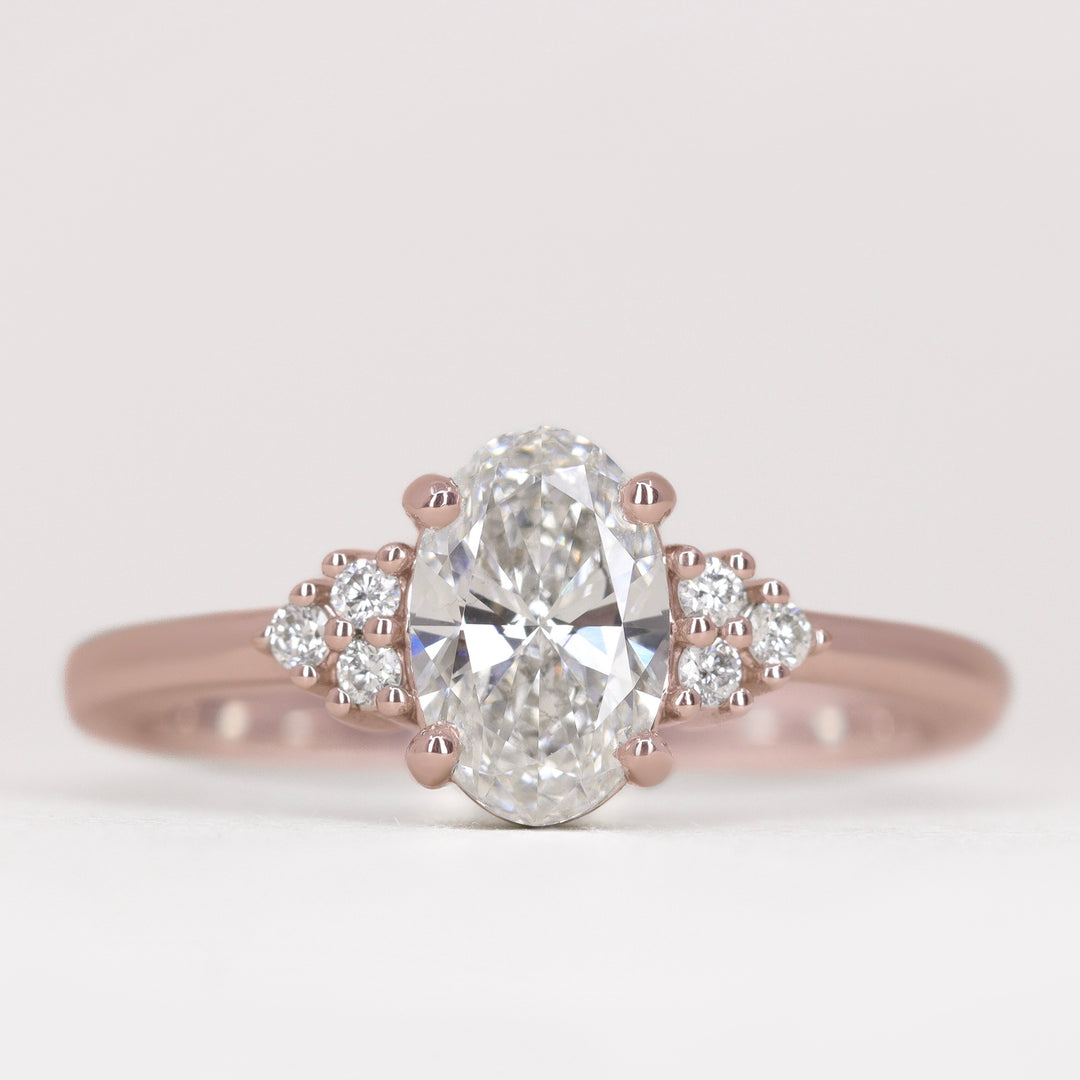 Henrietta - Oval Cut Trefoil Cluster Engagement Ring Setting
