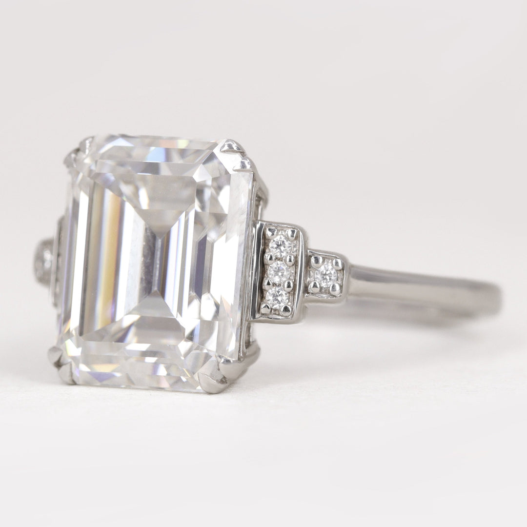 Grace - Emerald Cut Lab Grown Diamond Cluster Engagement Ring