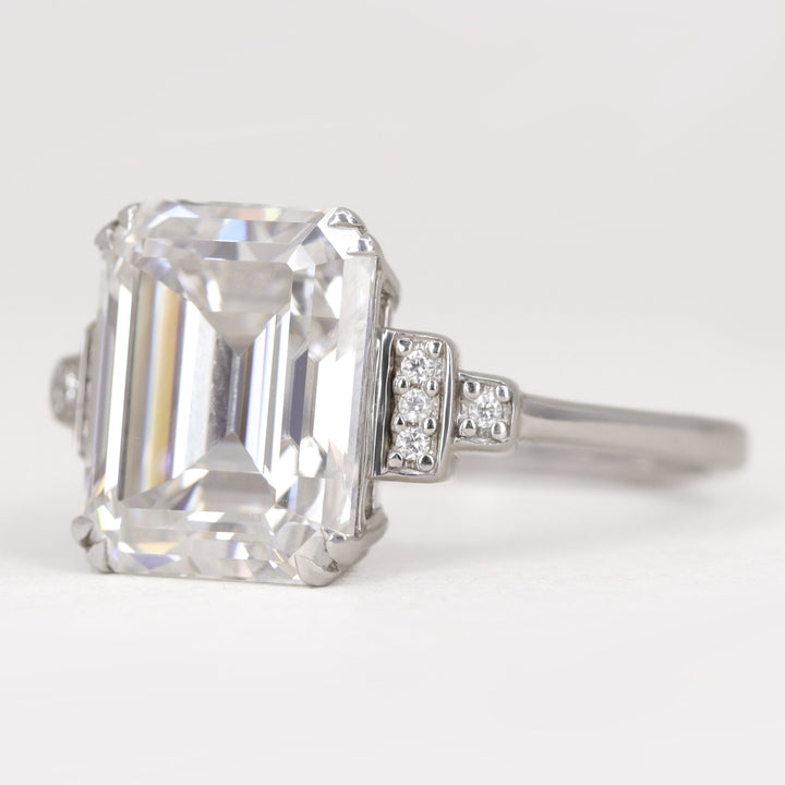 Grace - Emerald Cut Lab Grown Diamond Cluster Engagement Ring