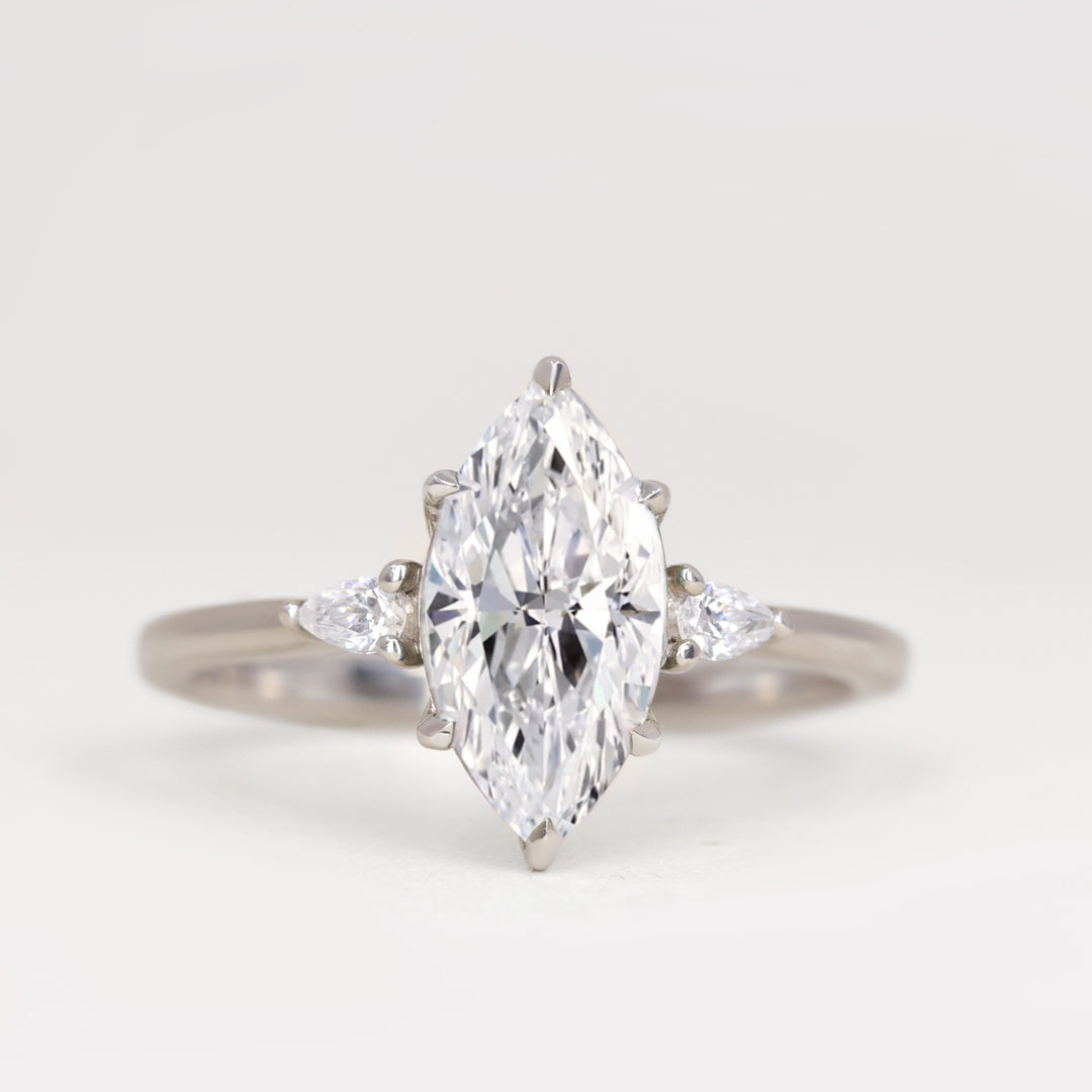 Elspeth - Marquise Cut Lab Grown Diamond Trilogy Engagement Ring