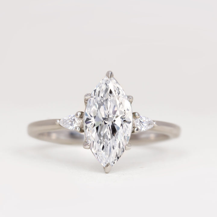 Elspeth - Marquise Cut Lab Grown Diamond Trilogy Engagement Ring