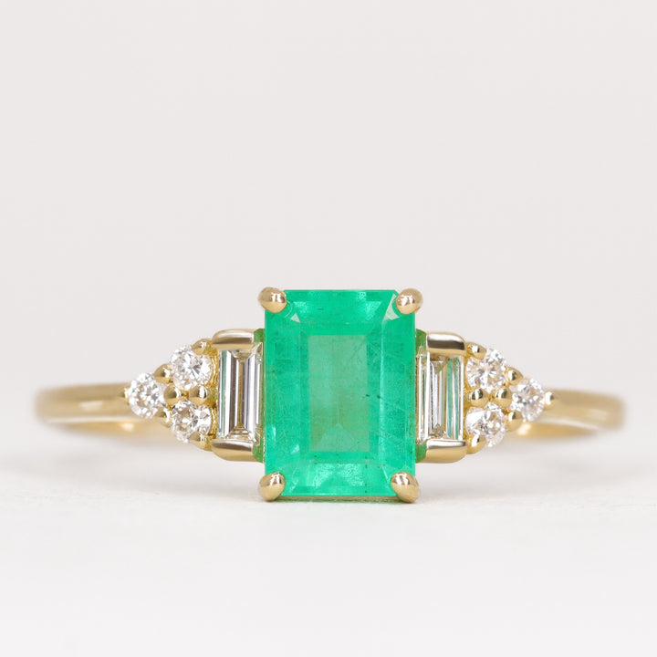 Arden - Octagon Cut Emerald Art Deco Engagement Ring