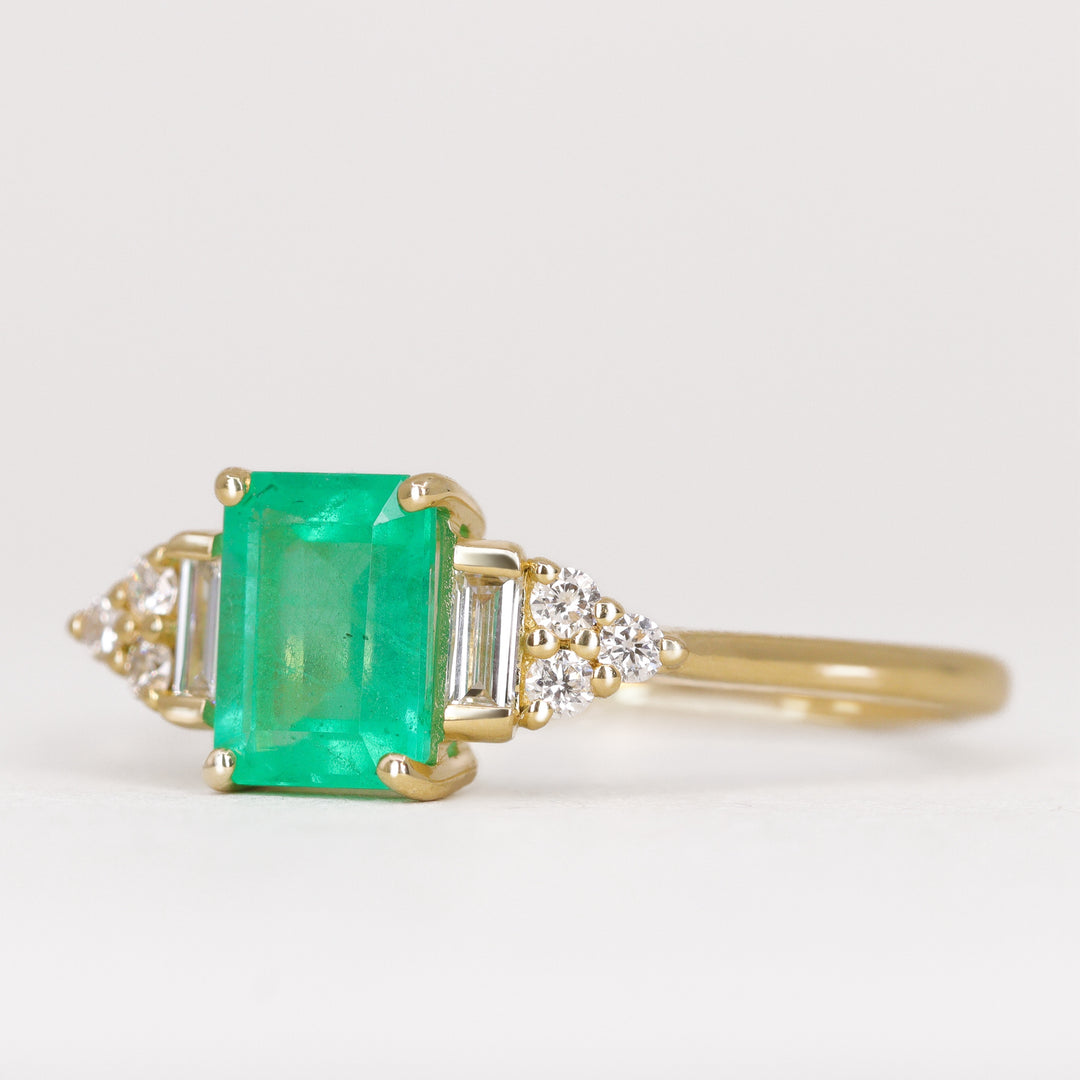 Arden - Octagon Cut Emerald Art Deco Engagement Ring