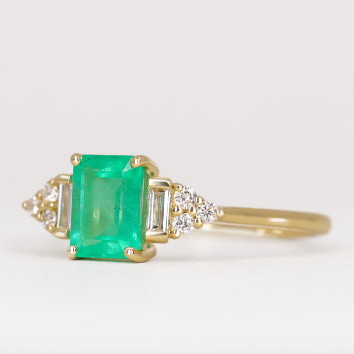 Arden - Octagon Cut Emerald Art Deco Engagement Ring