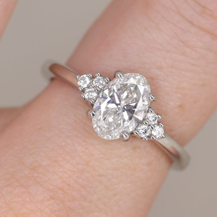 Henrietta - Oval Cut Lab Grown Diamond Cluster Engagement Ring