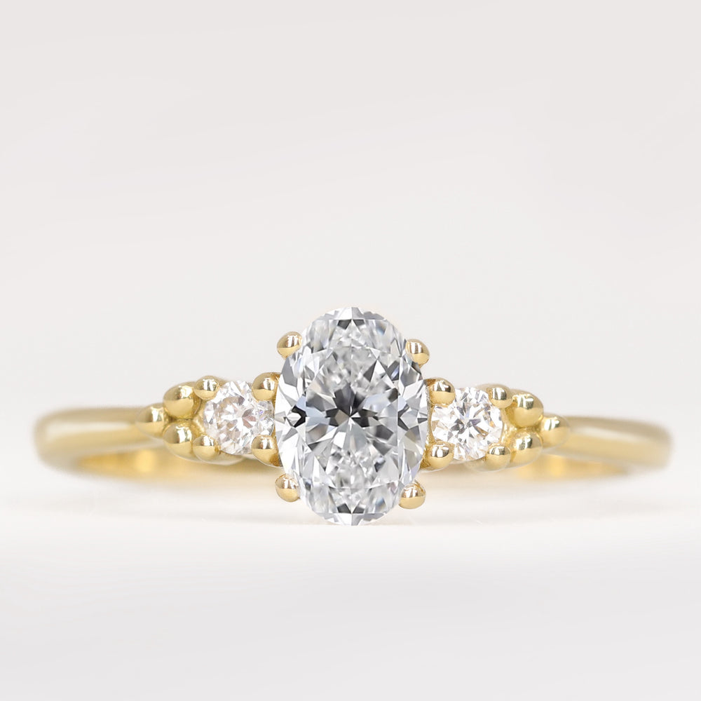 Natalia - Oval Lab Grown Diamond Trilogy Engagement Ring Engagement Rings - Made-to-Order