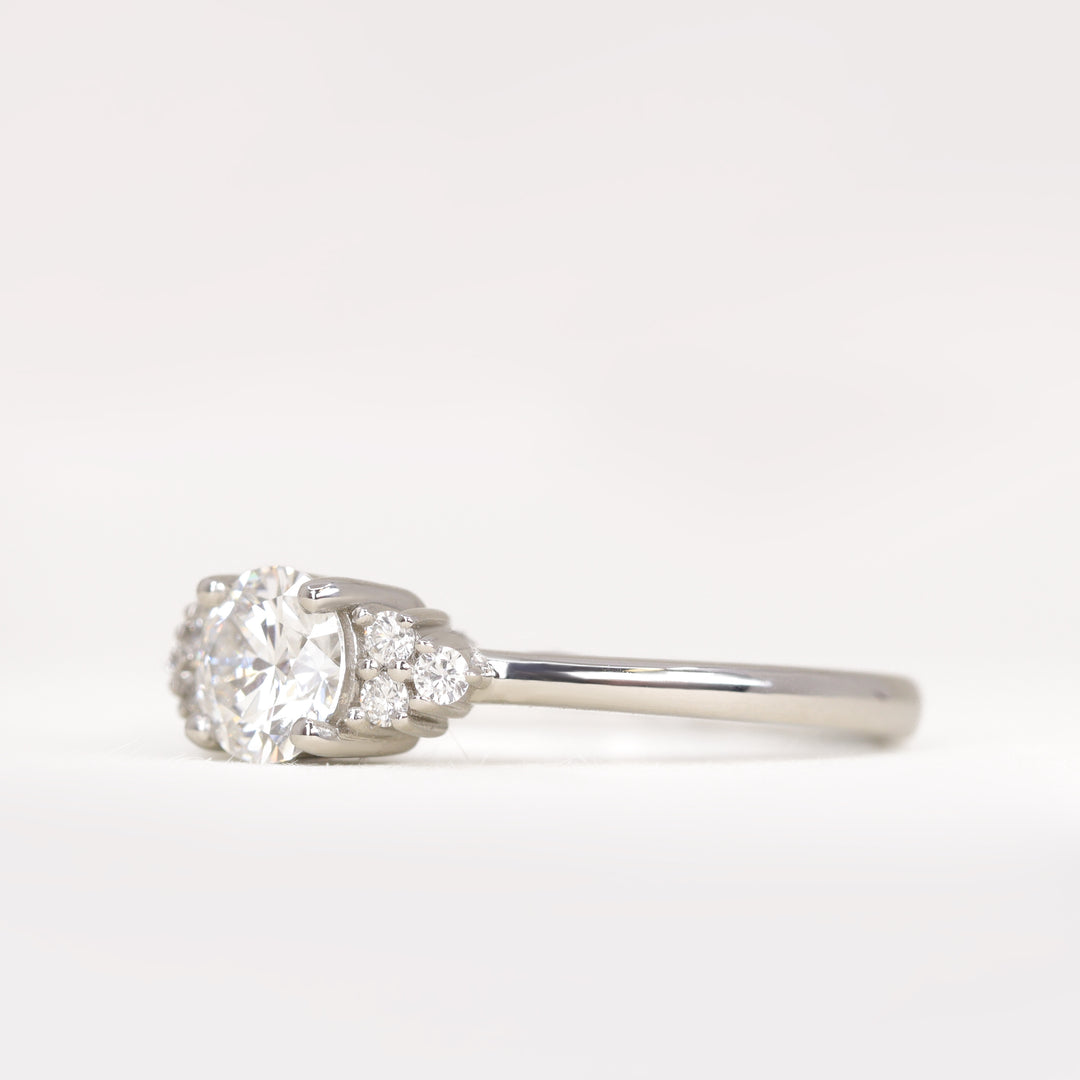 Henrietta - Round Solar Lab Grown Diamond Cluster Engagement Ring - Ready-to-Wear