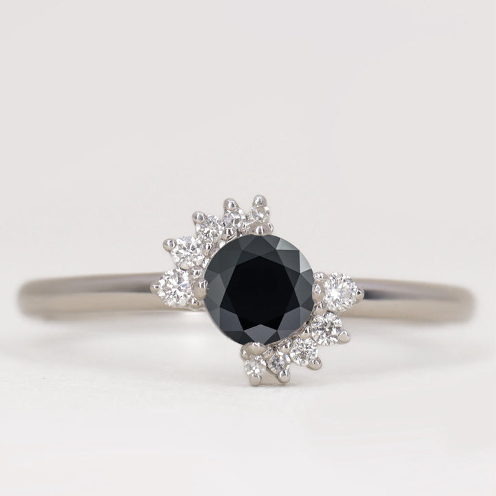 Lottie - Salt & Pepper Diamond Halo Ring - Ready-to-Set