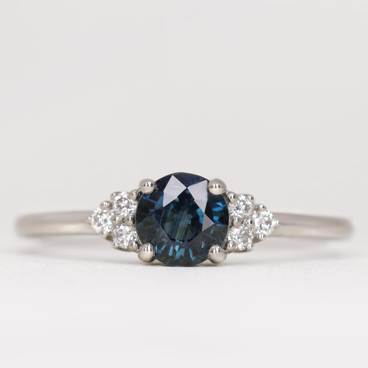 Henrietta - Round Blue Sapphire Cluster Engagement Ring