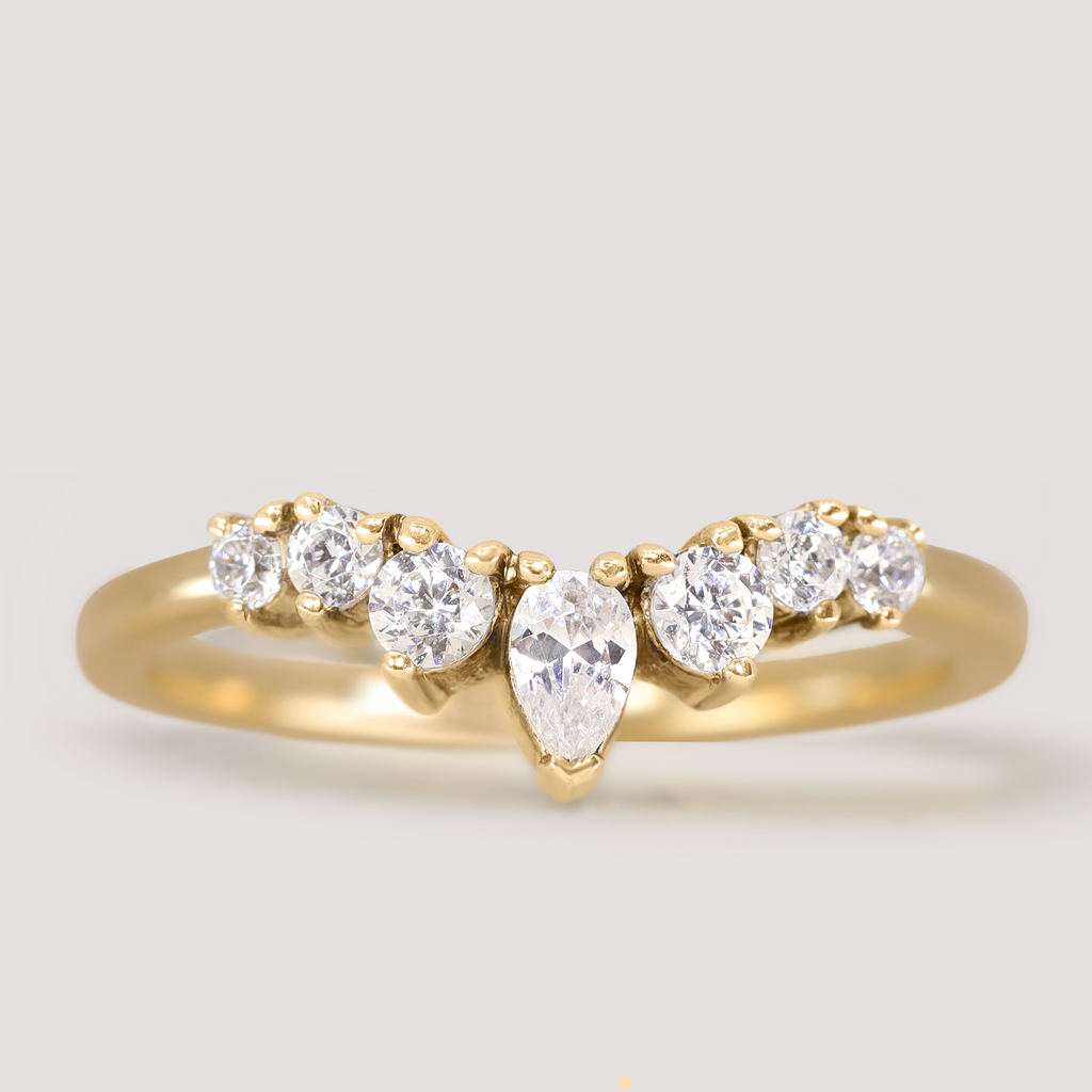 Emma - Pear And Round Diamond Tiara Wedding Ring - Made-to-Order