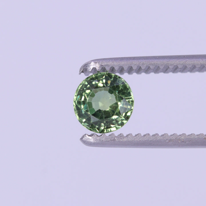 April - Crocs Engagement Charm - Round Brilliant Cut Green Sapphire with Lab Grown Diamond Halo in Silver - Custom Made-to-Order Design