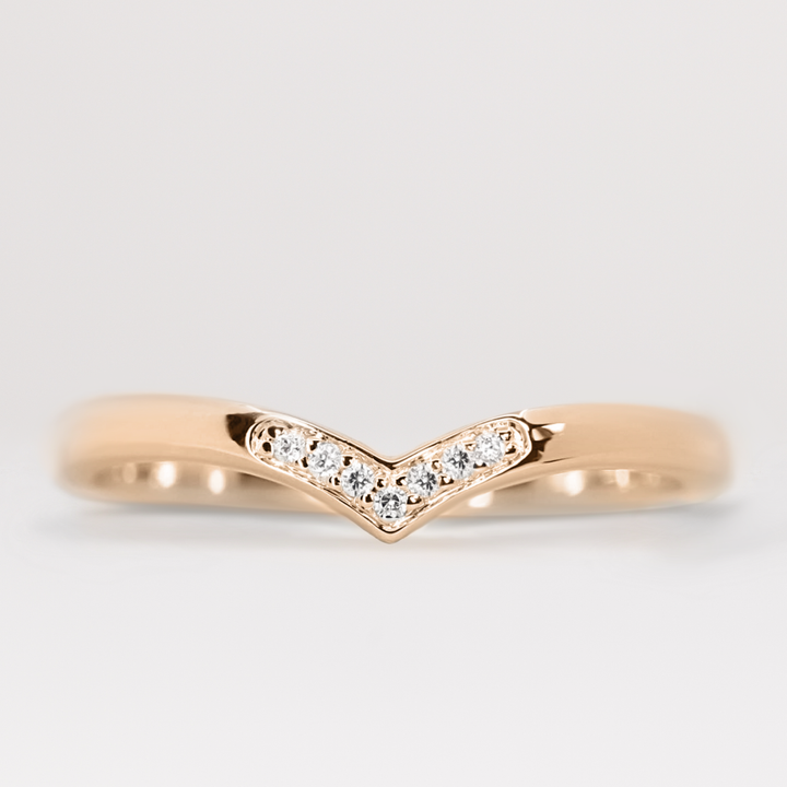 Iris - Diamond Set Wishbone Wedding Ring - Made-to-Order