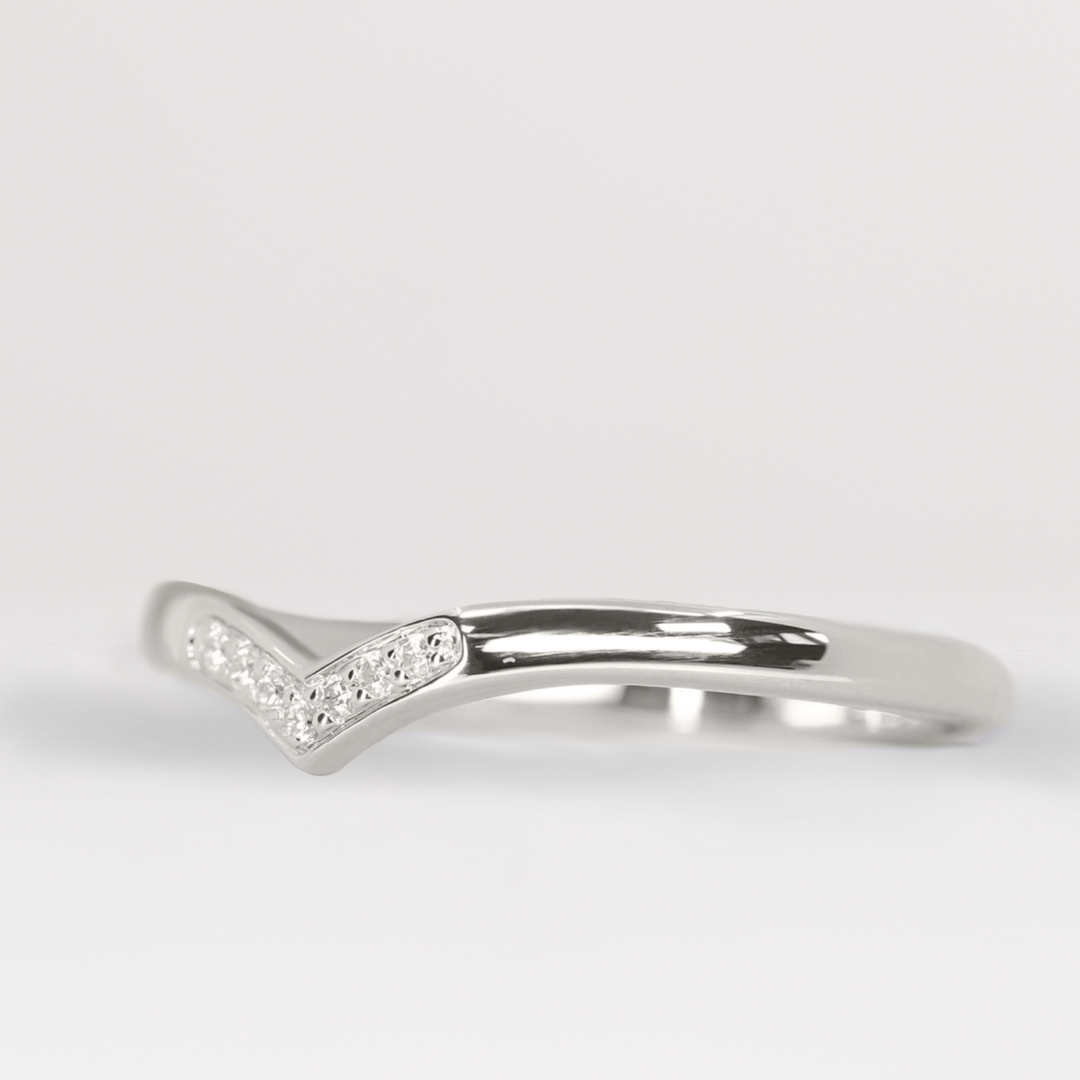 Iris - Diamond Set Wishbone Wedding Ring - Made-to-Order