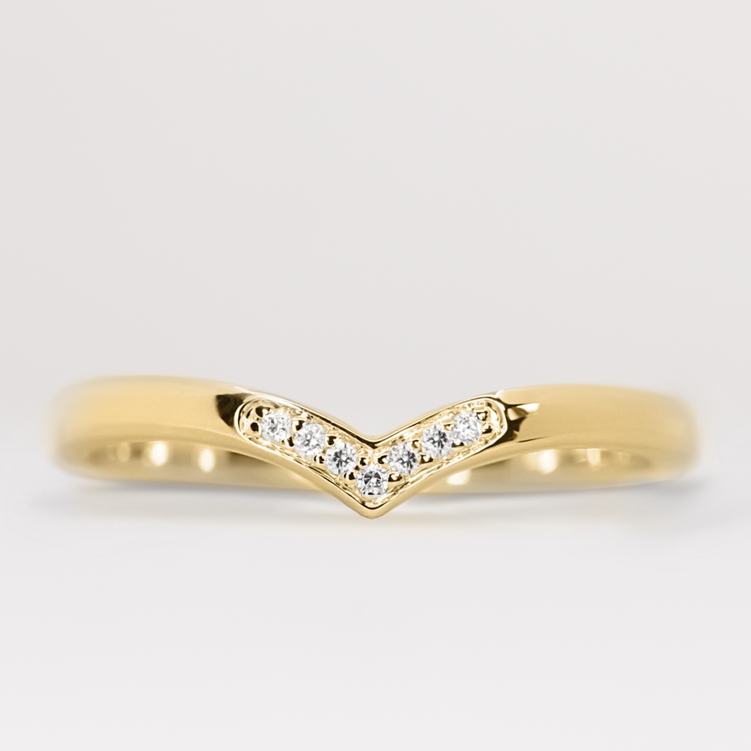 Iris - Diamond Set Wishbone Wedding Ring - Made-to-Order