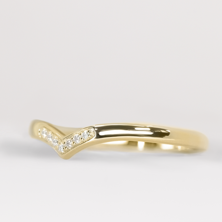 Iris - Diamond Set Wishbone Wedding Ring - Made-to-Order