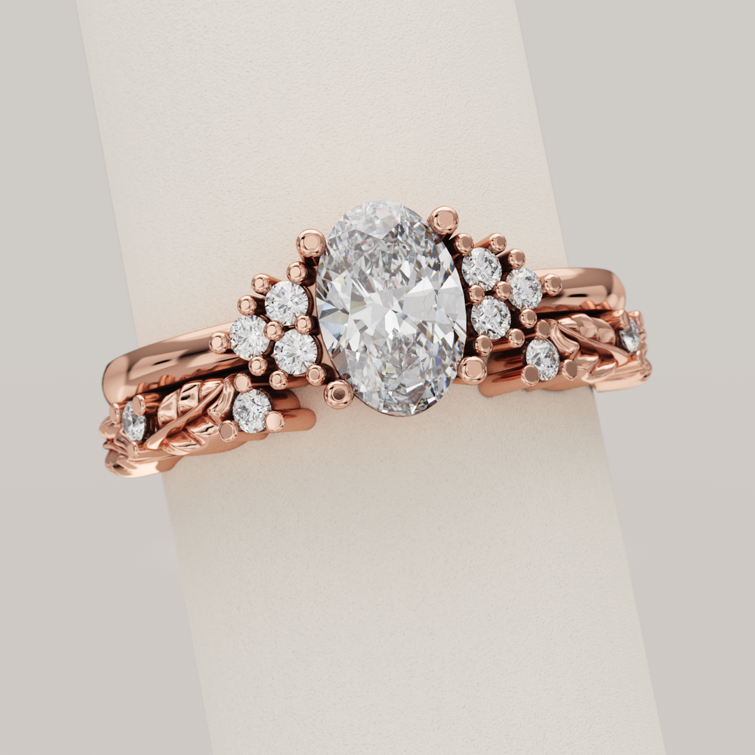 Isadora - Nature-Inspired Floral Lab Grown Diamond Open Cuff Stacking Wedding Ring - Made-to-Order