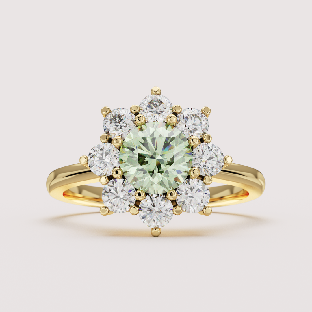 Jenna - Round Brilliant Cut Lab Grown Diamond Floral Halo Engagement Ring