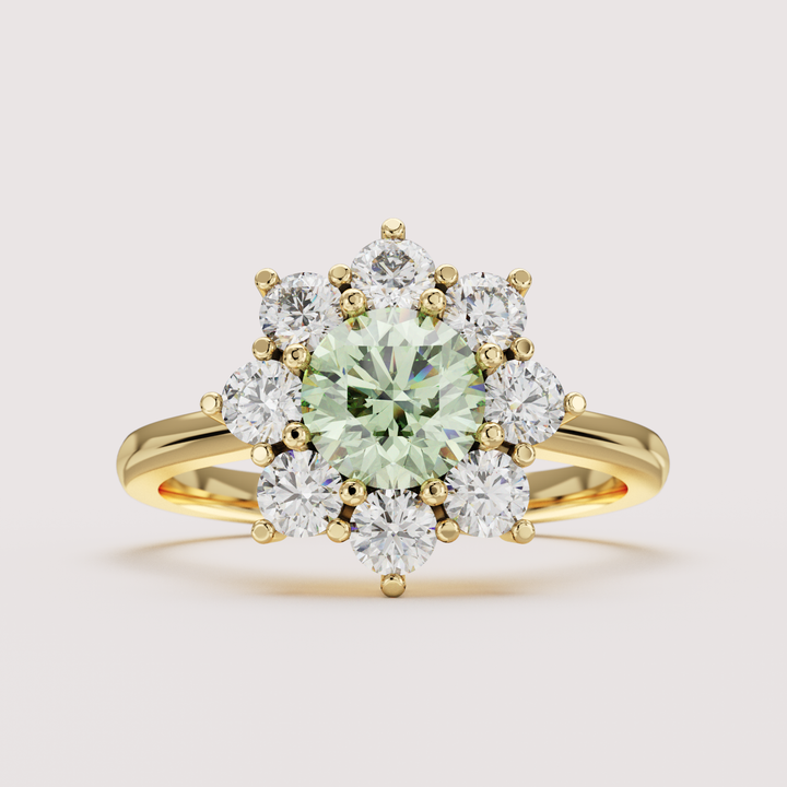 Jenna - Round Brilliant Cut Lab Grown Diamond Floral Halo Engagement Ring