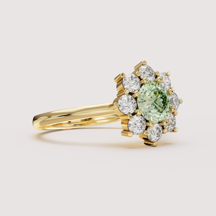 Jenna - Round Brilliant Cut Lab Grown Diamond Floral Halo Engagement Ring