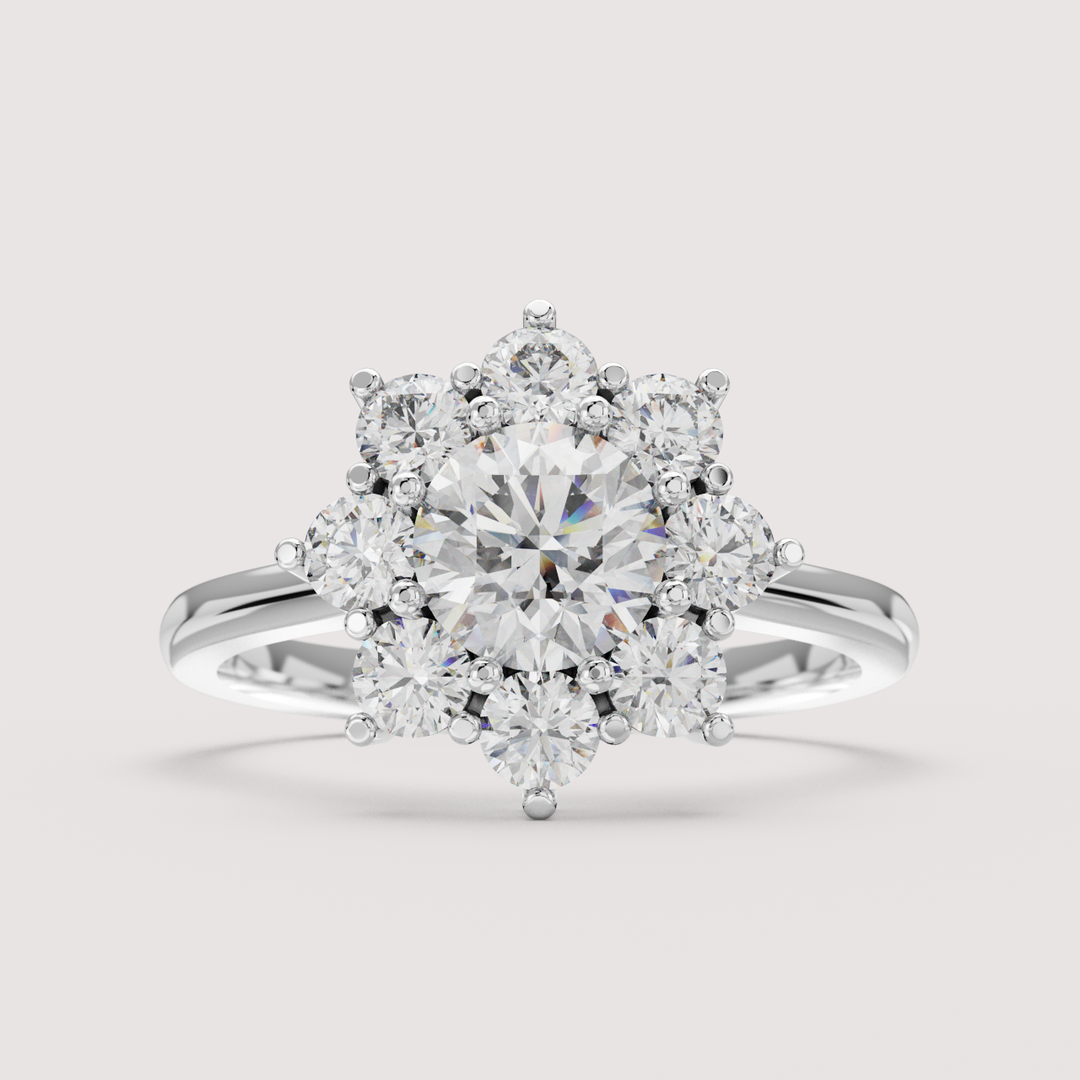Jenna - Round Brilliant Cut Lab Grown Diamond Floral Halo Engagement Ring