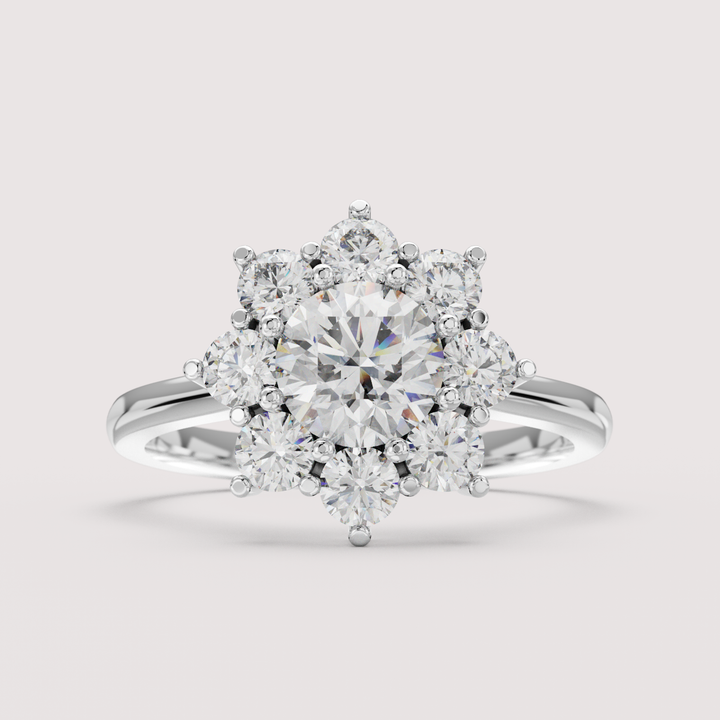 Jenna - Round Brilliant Cut Lab Grown Diamond Floral Halo Engagement Ring