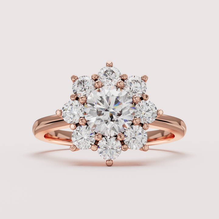 Jenna - Round Brilliant Cut Lab Grown Diamond Floral Halo Engagement Ring