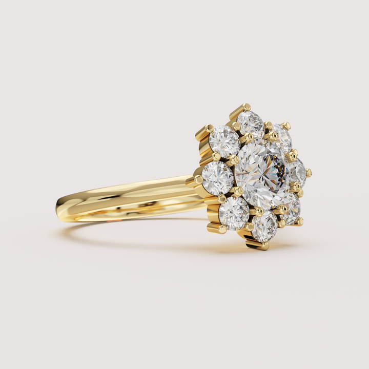 Jenna - Round Brilliant Cut Lab Grown Diamond Floral Halo Engagement Ring