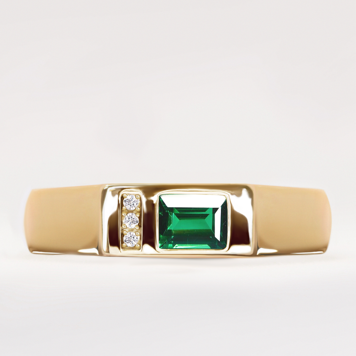 Jude - Baguette Cut Teal Sapphire Unisex Engagement Ring