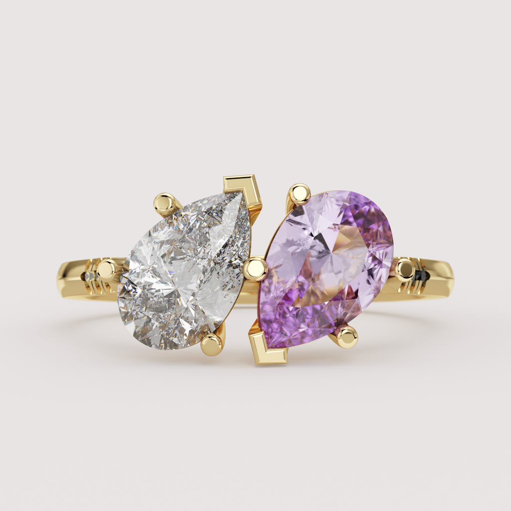 Kit - Non-binary Flag Inspired Toi-et-Moi Diamond and Sapphire Engagement or Dress Ring Engagement Rings - Price On Application