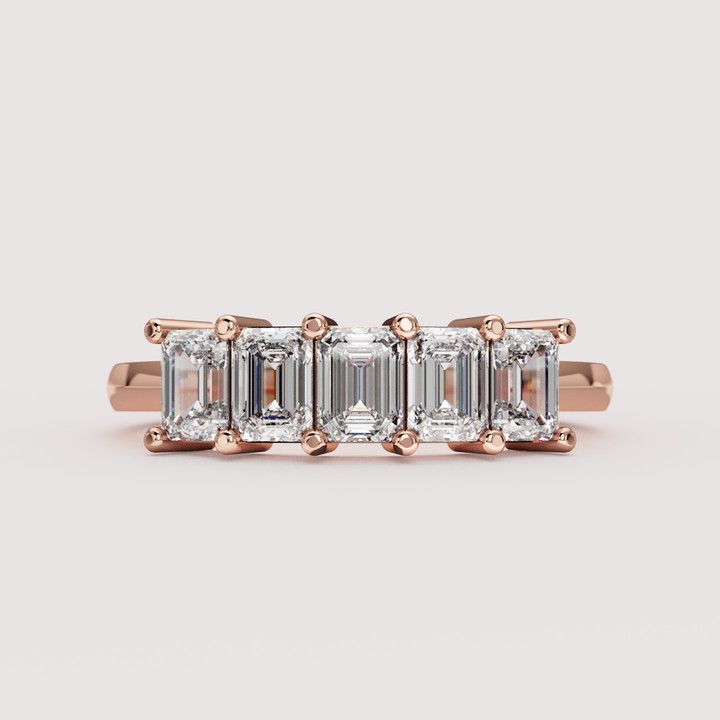Lucy - Emerald Cut Lab Grown Diamond Half Eternity Ring - Made-to-Order Wedding Rings - Made-to-Order