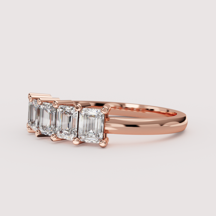 Lucy - Emerald Cut Lab Grown Diamond Half Eternity Ring - Made-to-Order Wedding Rings - Made-to-Order