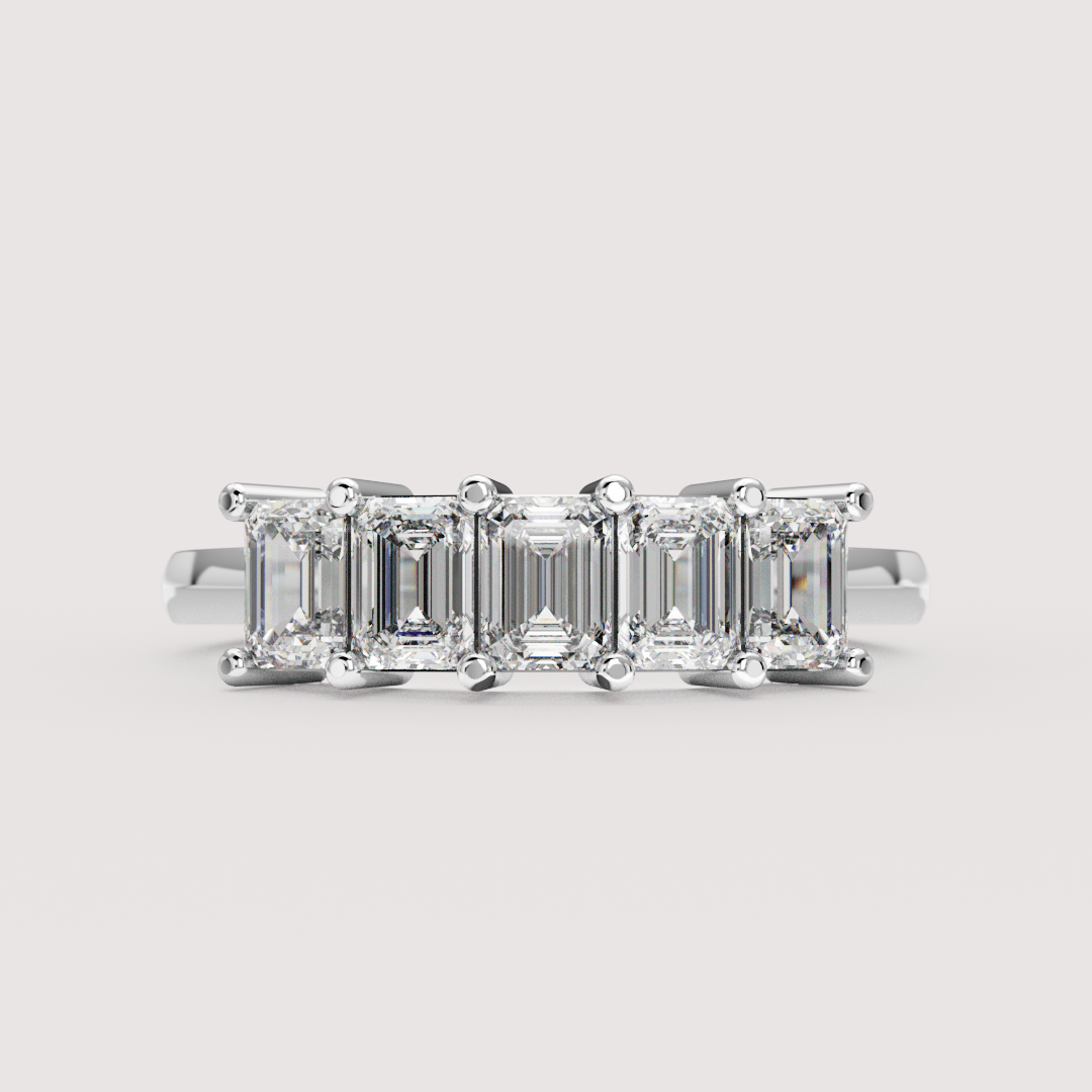 Lucy - Emerald Cut Lab Grown Diamond Half Eternity Ring - Made-to-Order Wedding Rings - Made-to-Order