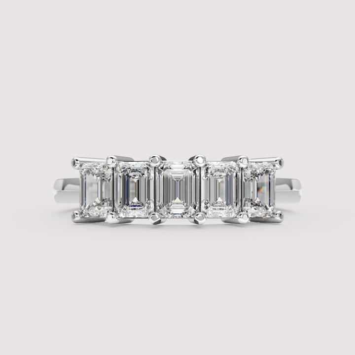 Lucy - Emerald Cut Lab Grown Diamond Half Eternity Ring - Made-to-Order Wedding Rings - Made-to-Order