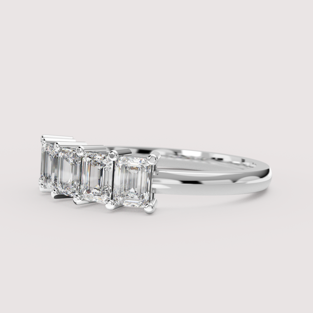 Lucy - Emerald Cut Lab Grown Diamond Half Eternity Ring - Made-to-Order Wedding Rings - Made-to-Order