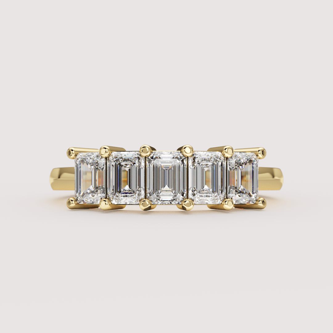 Lucy - Emerald Cut Lab Grown Diamond Half Eternity Ring - Made-to-Order Wedding Rings - Made-to-Order