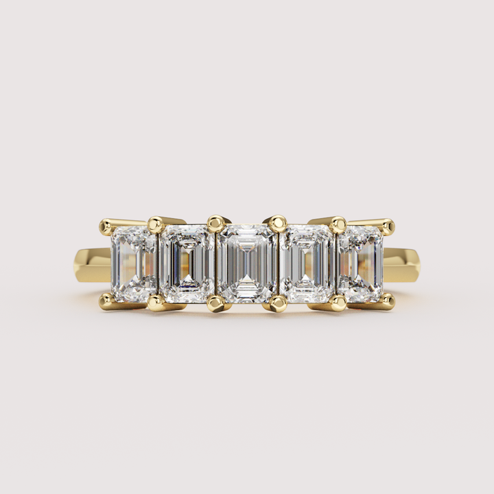 Lucy - Emerald Cut Lab Grown Diamond Half Eternity Ring - Made-to-Order Wedding Rings - Made-to-Order
