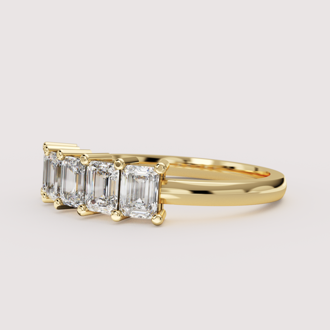 Lucy - Emerald Cut Lab Grown Diamond Half Eternity Ring - Made-to-Order Wedding Rings - Made-to-Order