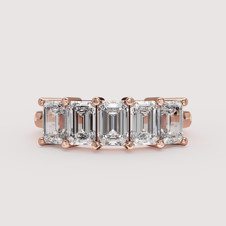 Lucy - Emerald Cut Lab Grown Diamond Half Eternity Ring - Made-to-Order Wedding Rings - Made-to-Order