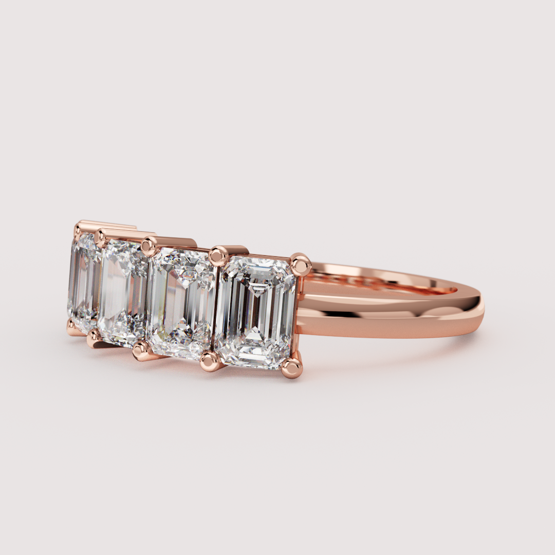 Lucy - Emerald Cut Lab Grown Diamond Half Eternity Ring - Made-to-Order Wedding Rings - Made-to-Order