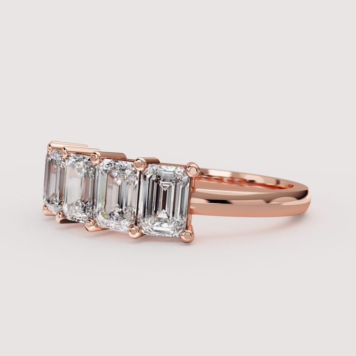 Lucy - Emerald Cut Lab Grown Diamond Half Eternity Ring - Made-to-Order Wedding Rings - Made-to-Order