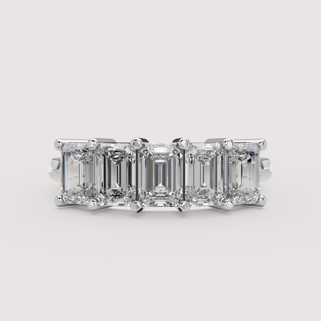 Lucy - Emerald Cut Lab Grown Diamond Half Eternity Ring - Made-to-Order Wedding Rings - Made-to-Order
