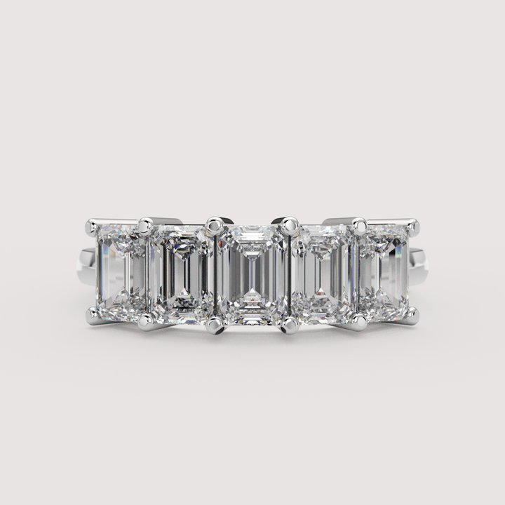 Lucy - Emerald Cut Lab Grown Diamond Half Eternity Ring - Made-to-Order Wedding Rings - Made-to-Order