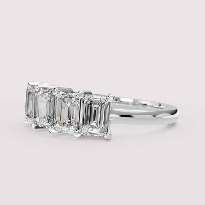 Lucy - Emerald Cut Lab Grown Diamond Half Eternity Ring - Made-to-Order Wedding Rings - Made-to-Order
