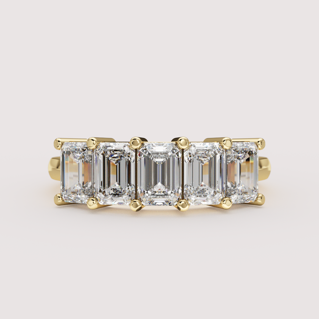 Lucy - Emerald Cut Lab Grown Diamond Half Eternity Ring - Made-to-Order Wedding Rings - Made-to-Order
