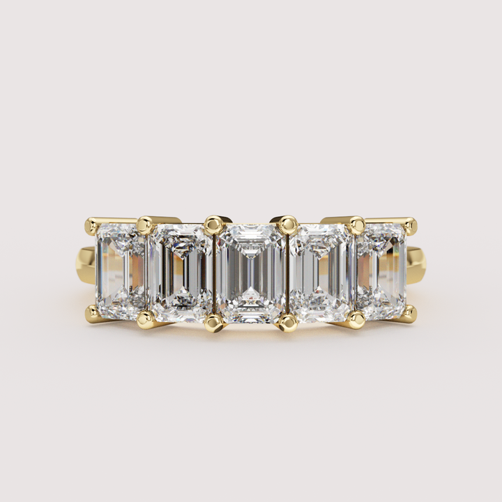 Lucy - Emerald Cut Lab Grown Diamond Half Eternity Ring - Made-to-Order Wedding Rings - Made-to-Order