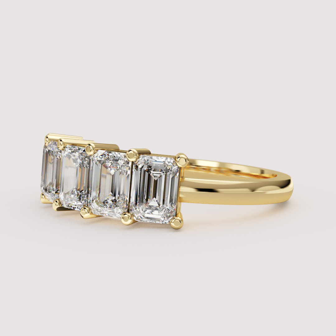 Lucy - Emerald Cut Lab Grown Diamond Half Eternity Ring - Made-to-Order Wedding Rings - Made-to-Order